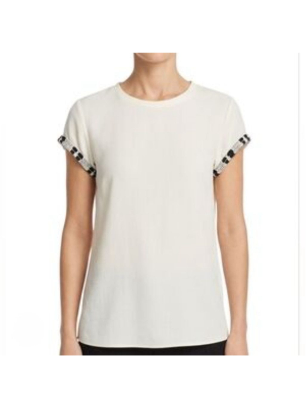 MAJE‎ Cap Sleeve Tee Cream Black Size S